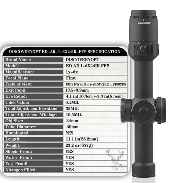 Riflescope Discovery Optics ED-AR 1-6×24 IR FFP (30 mm, illuminated)