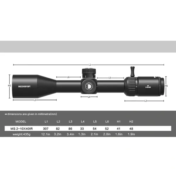 Riflescope Discovery Optics MS 2-10×40 IR (25.4 mm, illuminated)