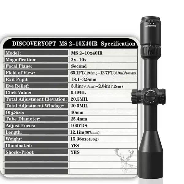Riflescope Discovery Optics MS 2-10×40 IR (25.4 mm, illuminated)