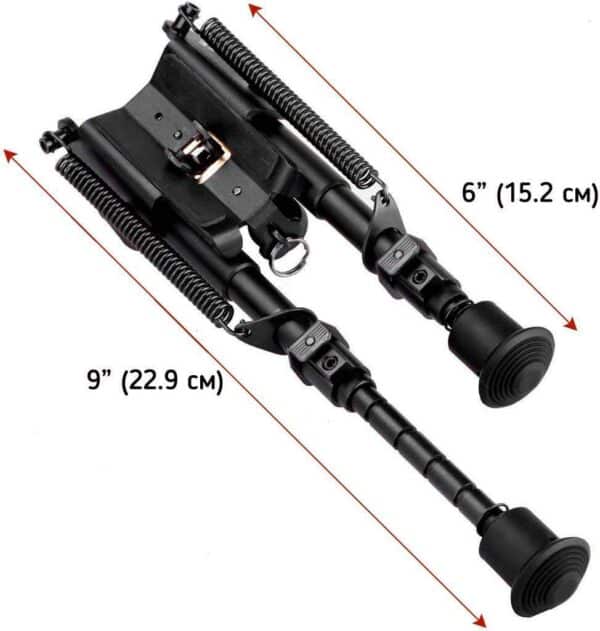 Buvele Bipod for sling swivel stud (height 15.2 – 22.9 cm) with Weaver/Picatinny adapter