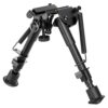 Buvele Carbon Bipod for sling swivel stud (height 15.2 – 22.9 cm) with Weaver/Picatinny adapter.