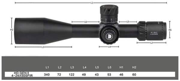 Riflescope Discovery Optics HD GEN2 4-24×50 SFIR FFP Zero-Stop
