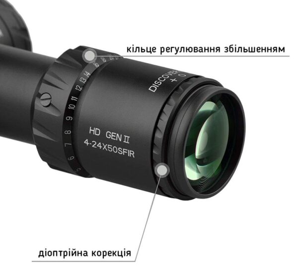 Riflescope Discovery Optics HD GEN2 4-24×50 SFIR FFP Zero-Stop