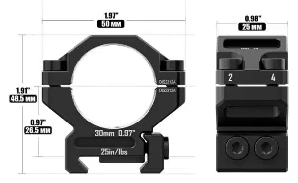 Discovery Scope Mount Rings 6061 Series (30 mm) Low for Picatinny. Height – 9.5 mm