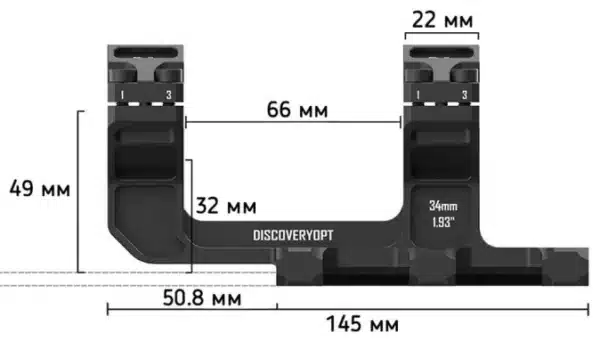 Discovery Optics One-Piece Mount (34 mm) Extra High for Weaver/Picatinny, Base Height – 32 mm