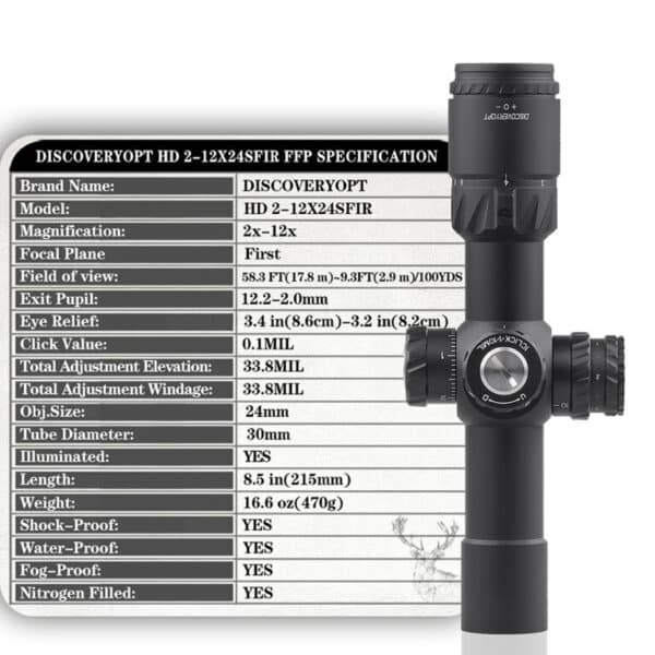 Discovery Optics HD 2-12×24 SFIR FFP Riflescope (30 mm, illuminated reticle)