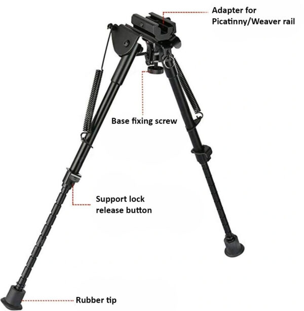 Buvele Bipod for sling swivel stud (height 23 – 33 cm) with Weaver/Picatinny adapter