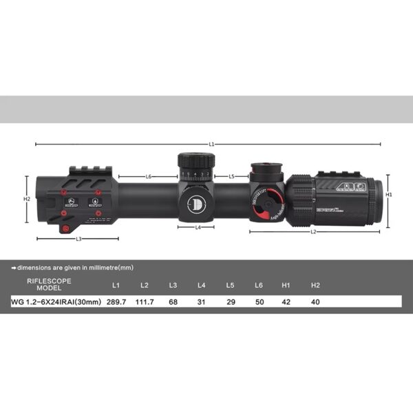 Riflescope Discovery Optics WG 1.2-6X24IRAI SFP-MOA