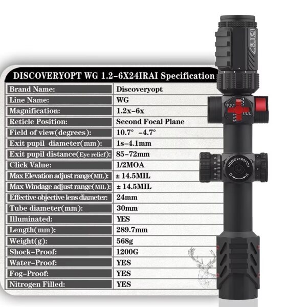 Riflescope Discovery Optics WG 1.2-6X24IRAI SFP-MOA