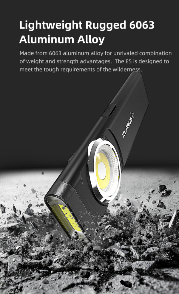 KLARUS E5 Magnetic EDC Flashlight – Ultra-Light Dual Light Pocket Flashlight with USB-C Charging