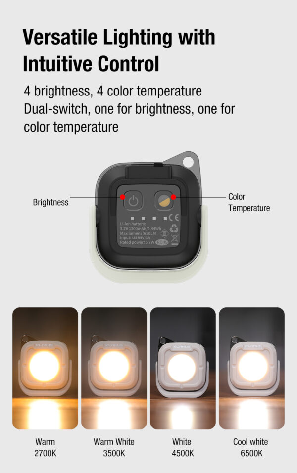 KLARUS CL5 Compact Camping Light – 650 Lumens, USB-C Rechargeable, Magnetic Base