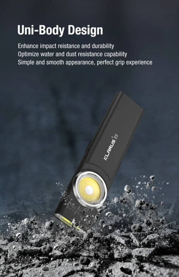 KLARUS E5 Magnetic EDC Flashlight – Ultra-Light Dual Light Pocket Flashlight with USB-C Charging