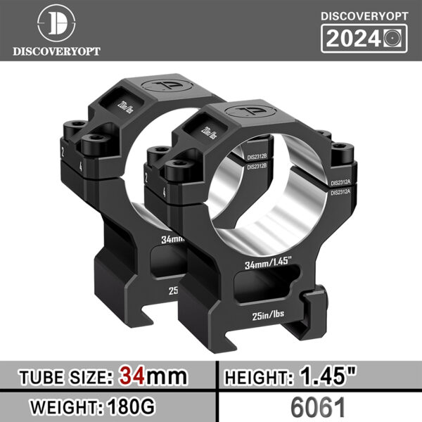 Discovery Scope Mount 7075 (34 mm) High na Picatinny. Height 22 mm